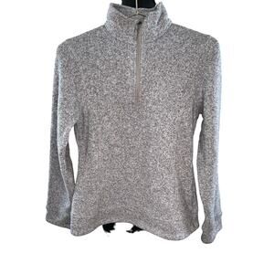 Land's End Gray Fleece 1/4 Zip Mock Neck Long Sleeve Sweater Youth M (10-12)